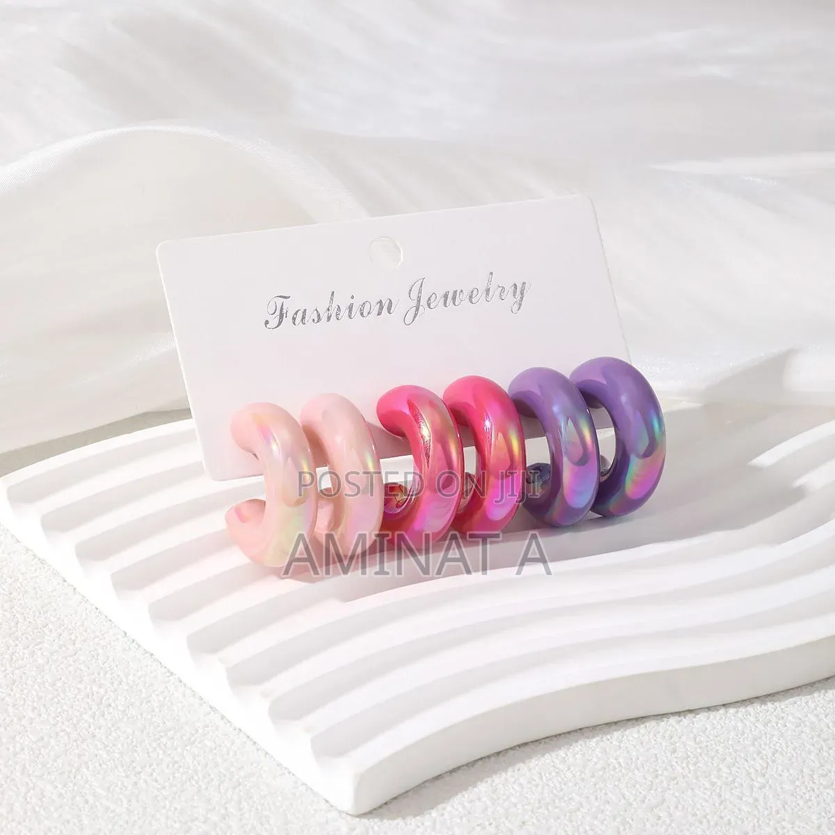 Multicolor Hoop Acrylic Chunky Earring (Set of 3 Pairs)