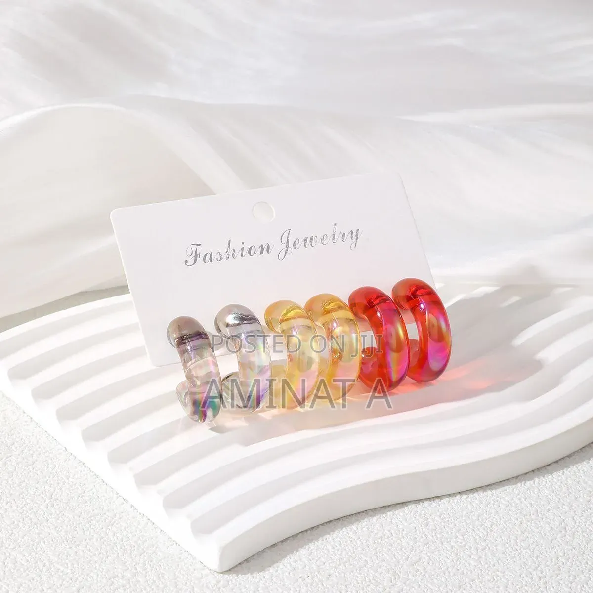 Multicolor Hoop Acrylic Chunky Earring (Set of 3 Pairs)
