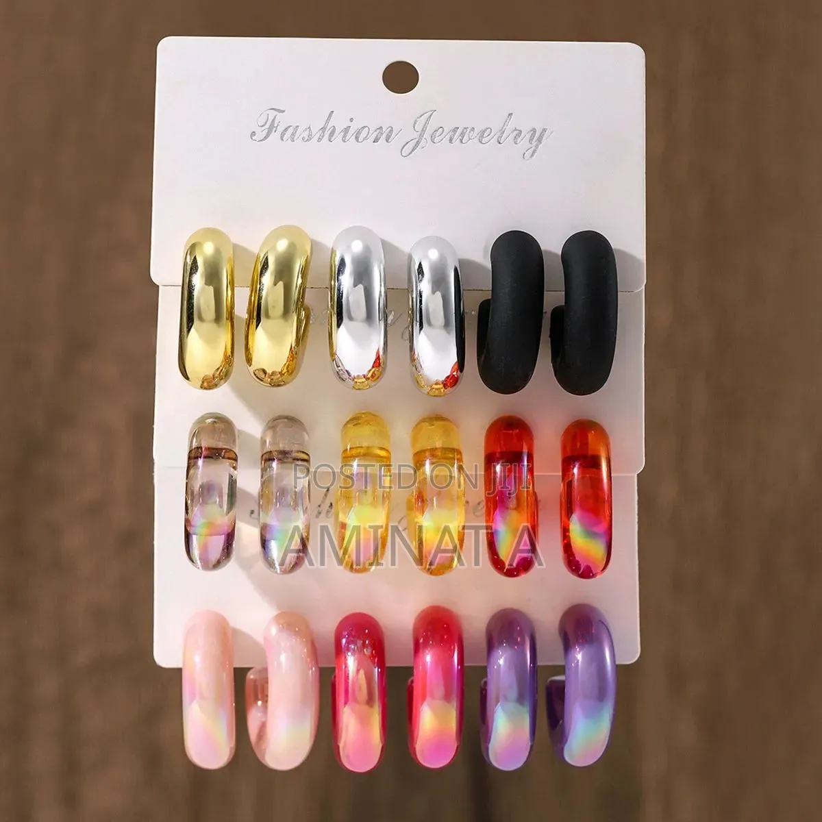 Multicolor Hoop Acrylic Chunky Earring (Set of 3 Pairs)