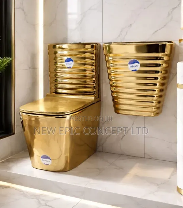 Executive Gold Color Toilet Seat With Hanging Wash Hand Basin
