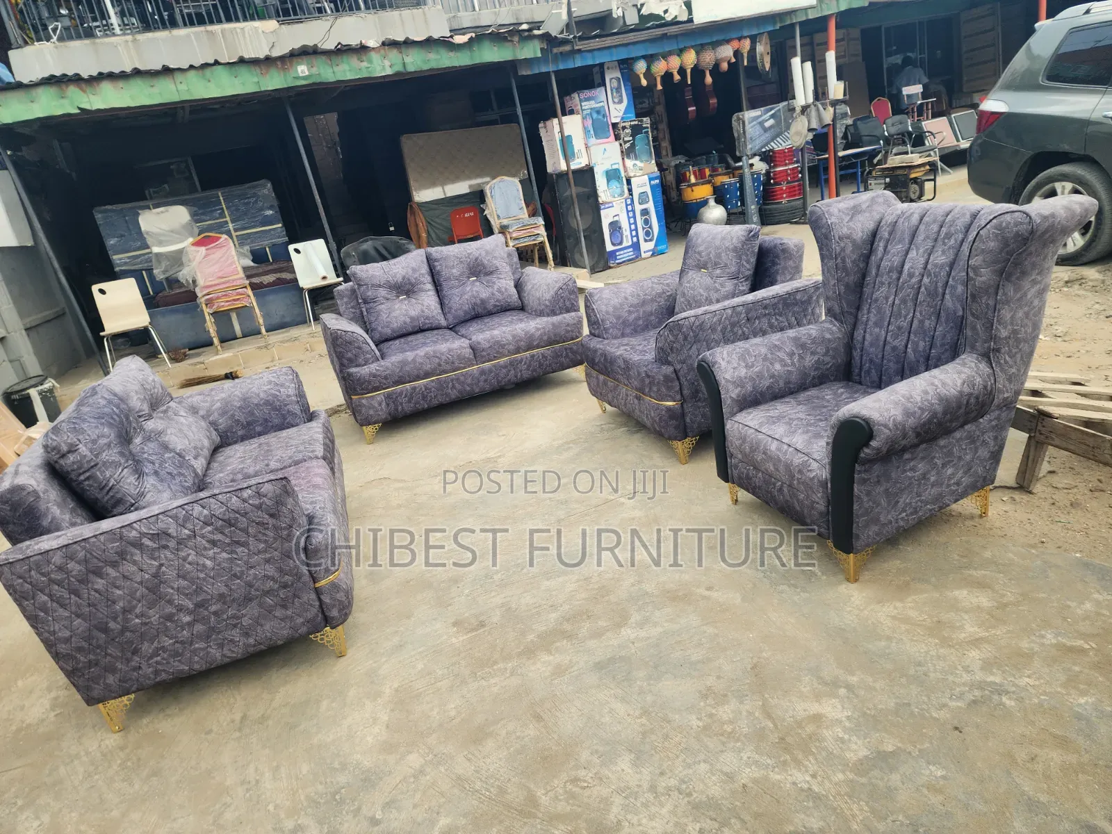 Six Seaters Grey Padded Sofa Couch.