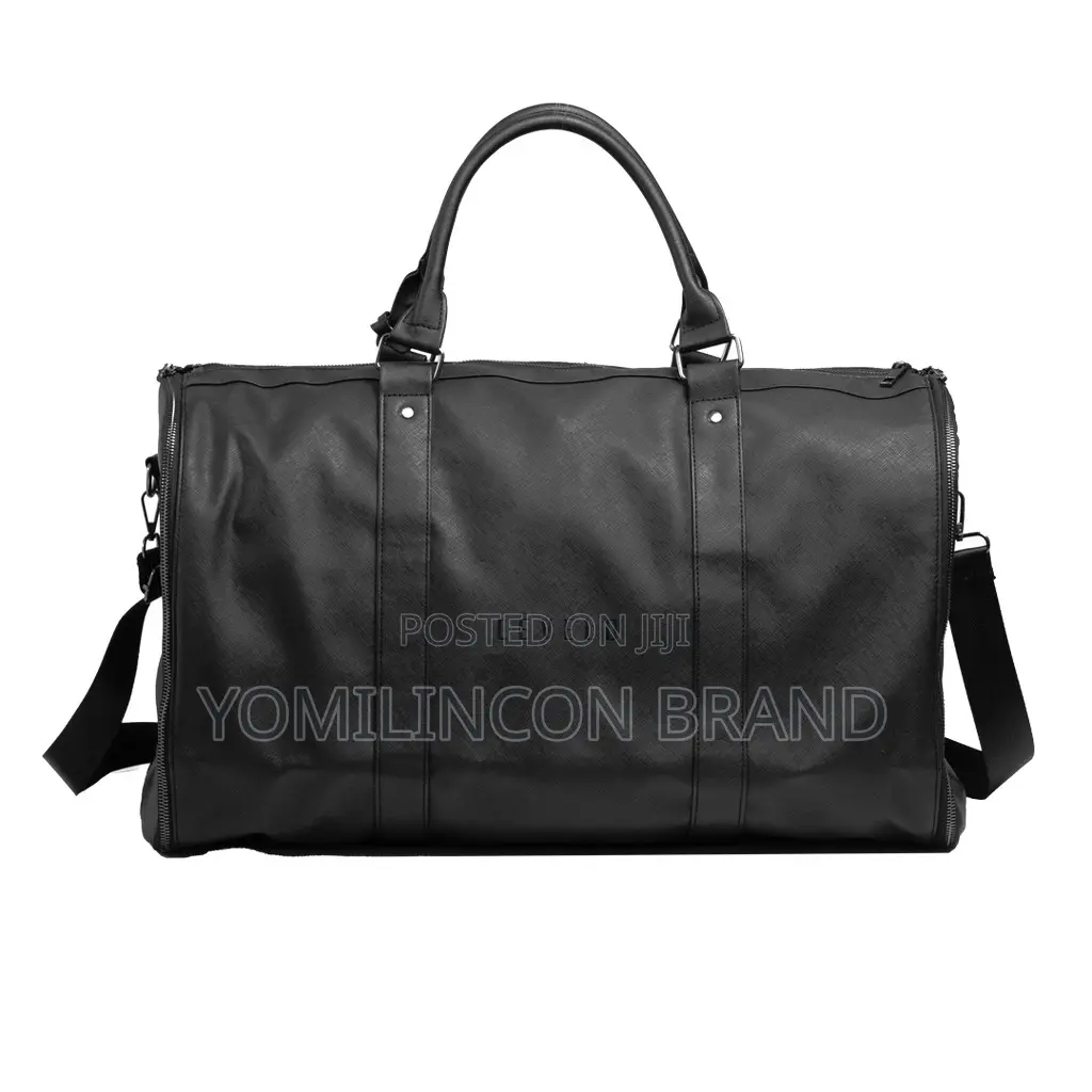 Levelo Allinstyle Saffiano Leather Travel Duffle Bag - Black