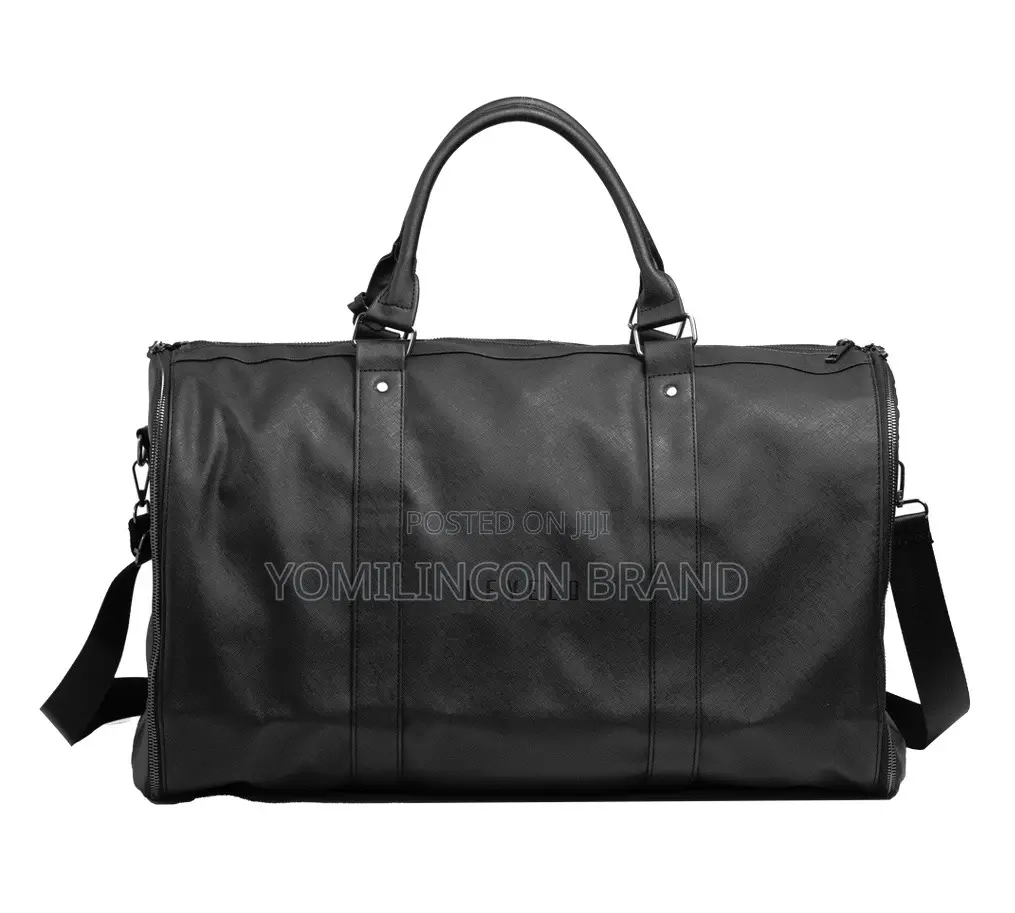 Levelo Allinstyle Saffiano Leather Travel Duffle Bag - Black