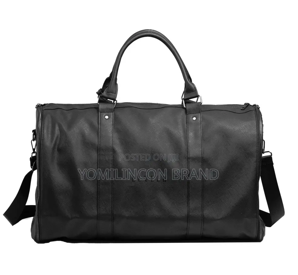 Levelo Allinstyle Saffiano Leather Travel Duffle Bag - Black