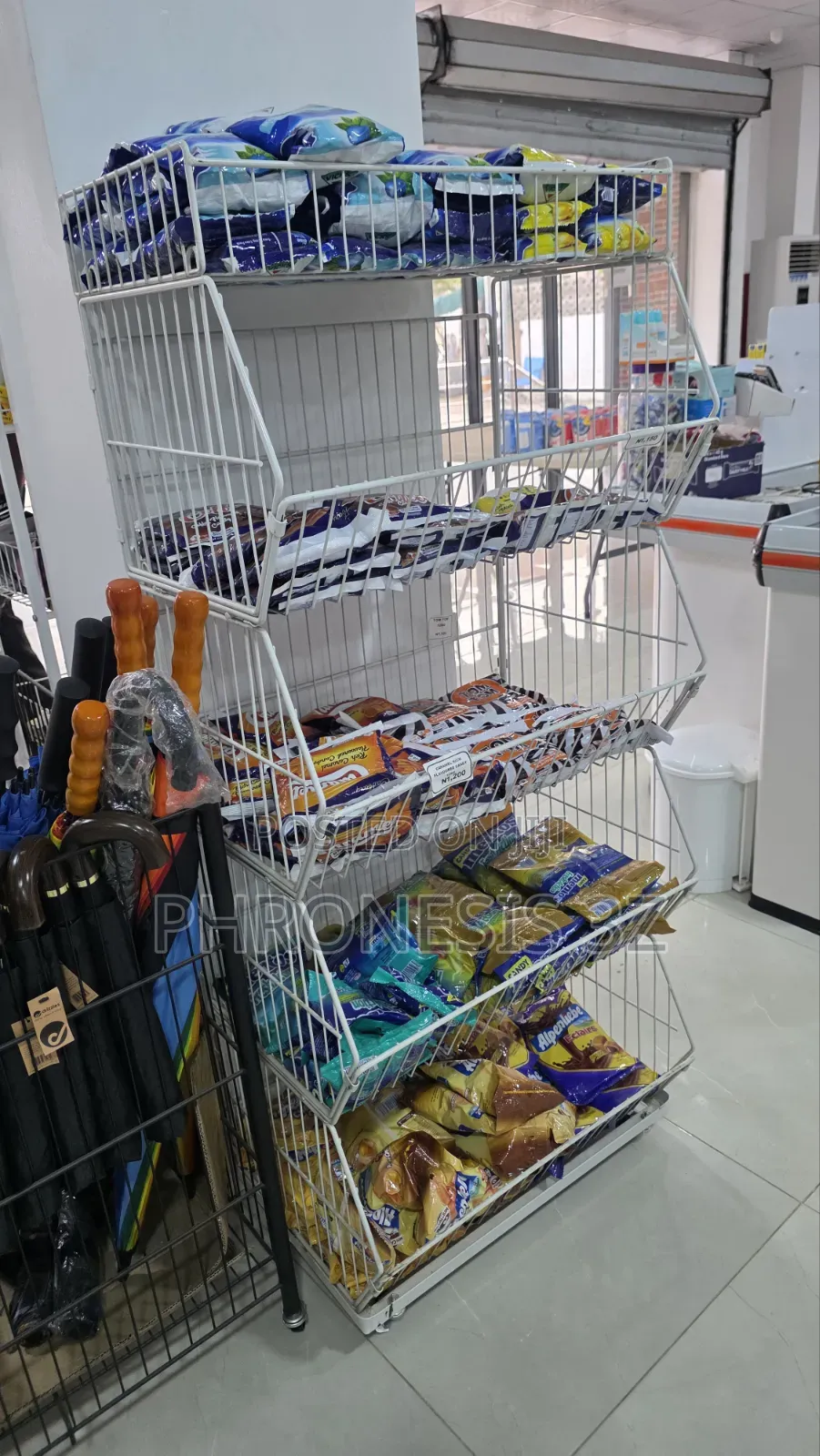 5 Tier Supermarket Wire Snack Rack / Chips Stand