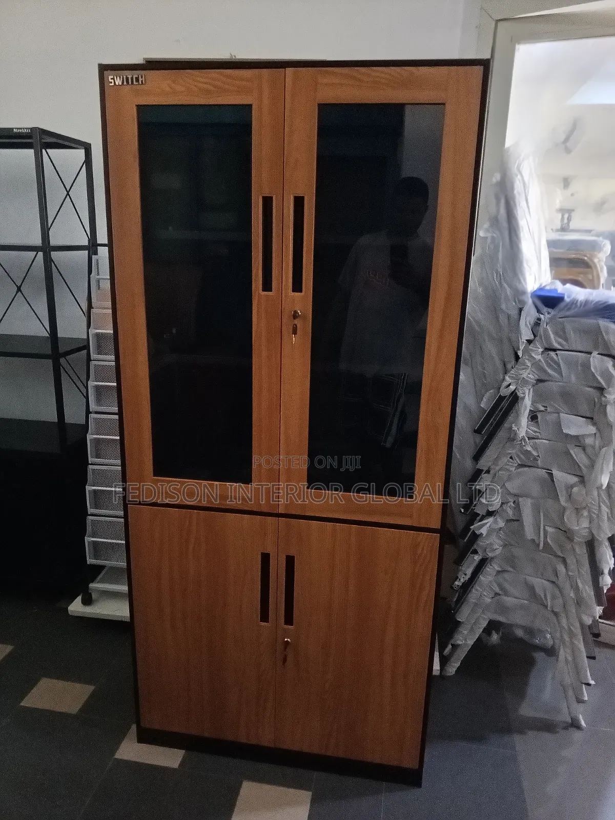 Metal Bookshelf With Glass