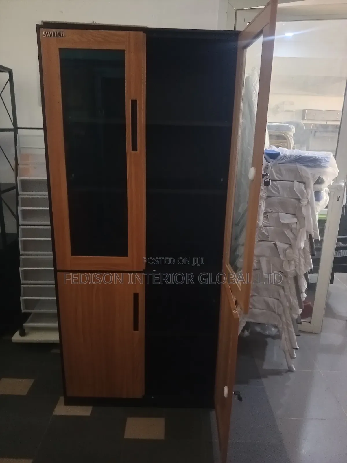 Metal Bookshelf With Glass