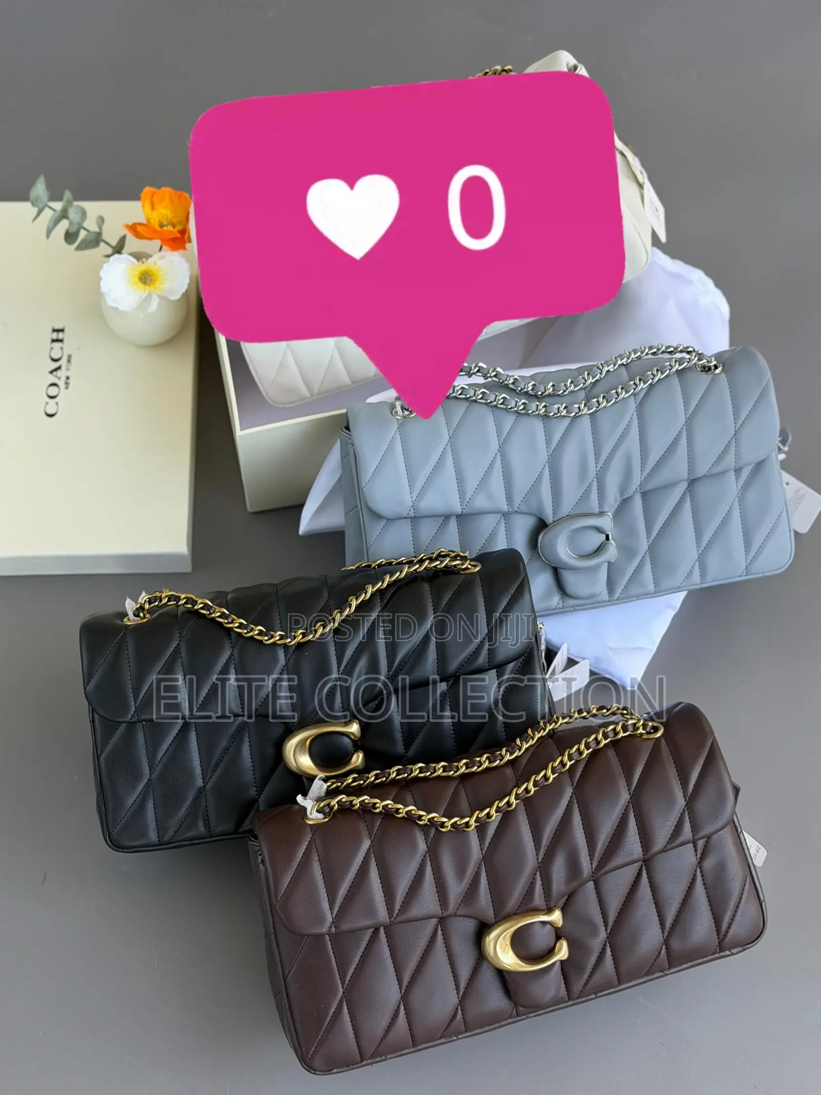 Luxury Tabby Coach Quilted Leather Bag Color: Coffee, Black Blue