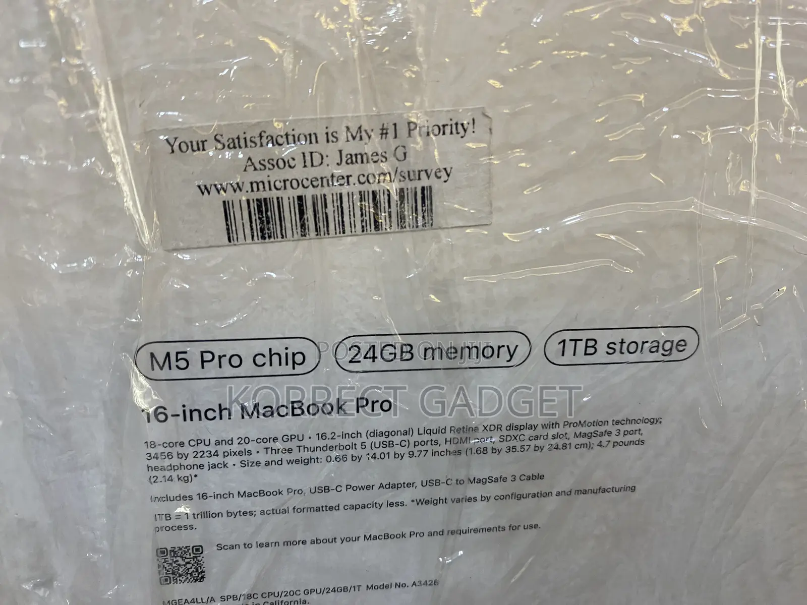 New Apple MacBook Pro 2026 M5 Pro 16-inch 24GB Apple M5 Pro SSD 1T