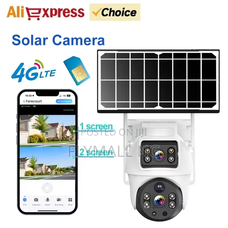 V380 Max 4g Dual Lens Solar PTZ Outdoor Camera With Auto Tracking