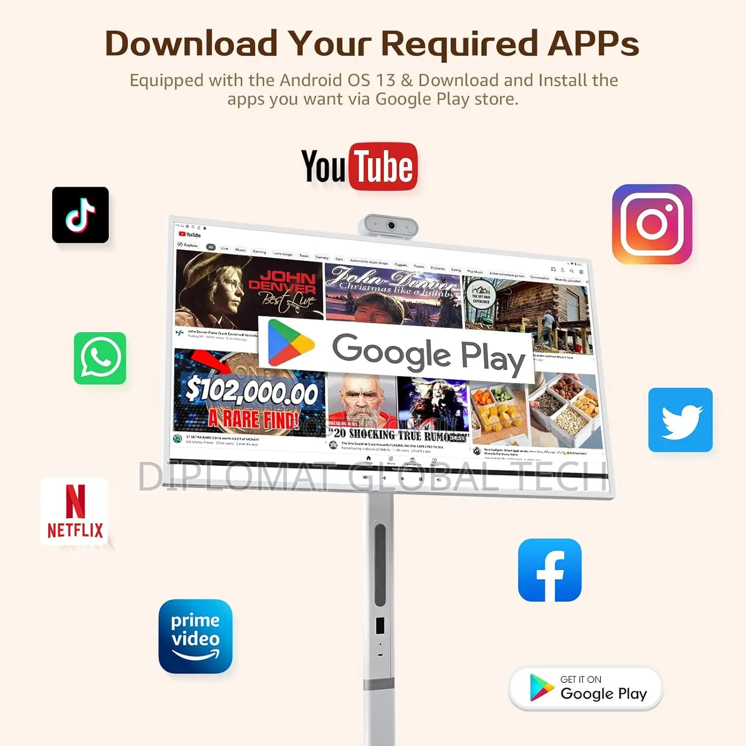 The Lion 32 Inch Android 13 Version Smart Touchscreen FHD Display Buil