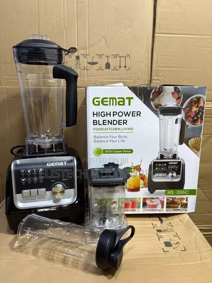 Gemat High Power Blender Hs-206c - 100% Copper Motor Grinder Cup