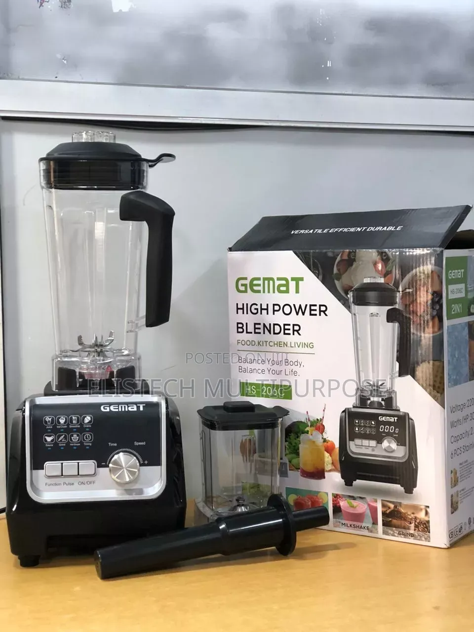 Gemat High Power Blender Hs-206c - 100% Copper Motor Grinder Cup