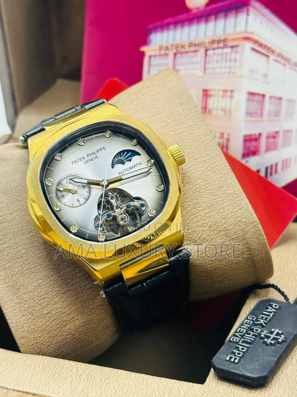 Patek Philippe Genuine Leather Luxury Men's Wristwatch