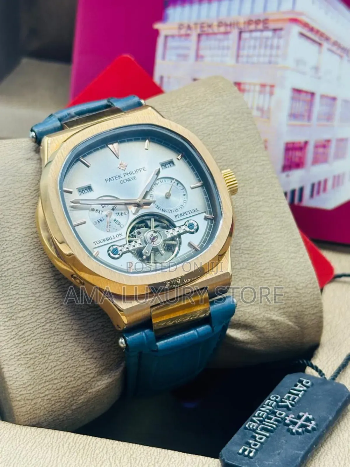 Patek Philippe Genuine Leather Luxury Men's Wristwatch