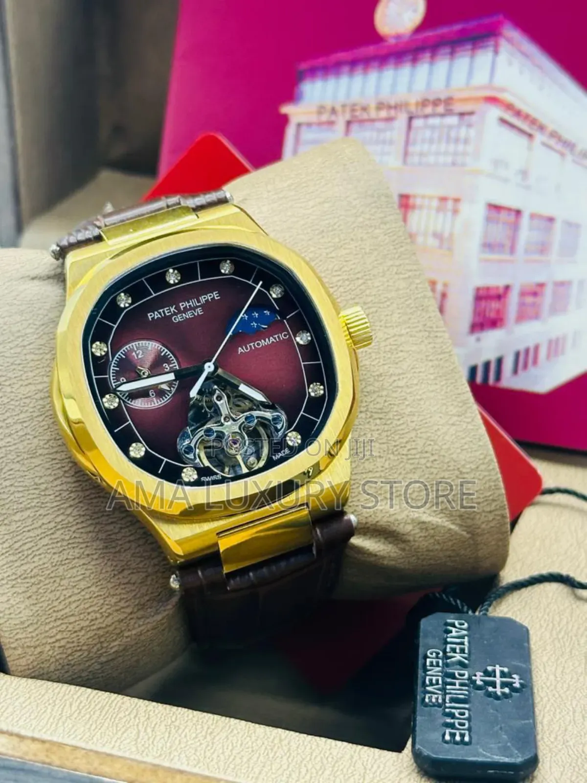 Patek Philippe Genuine Leather Luxury Men's Wristwatch
