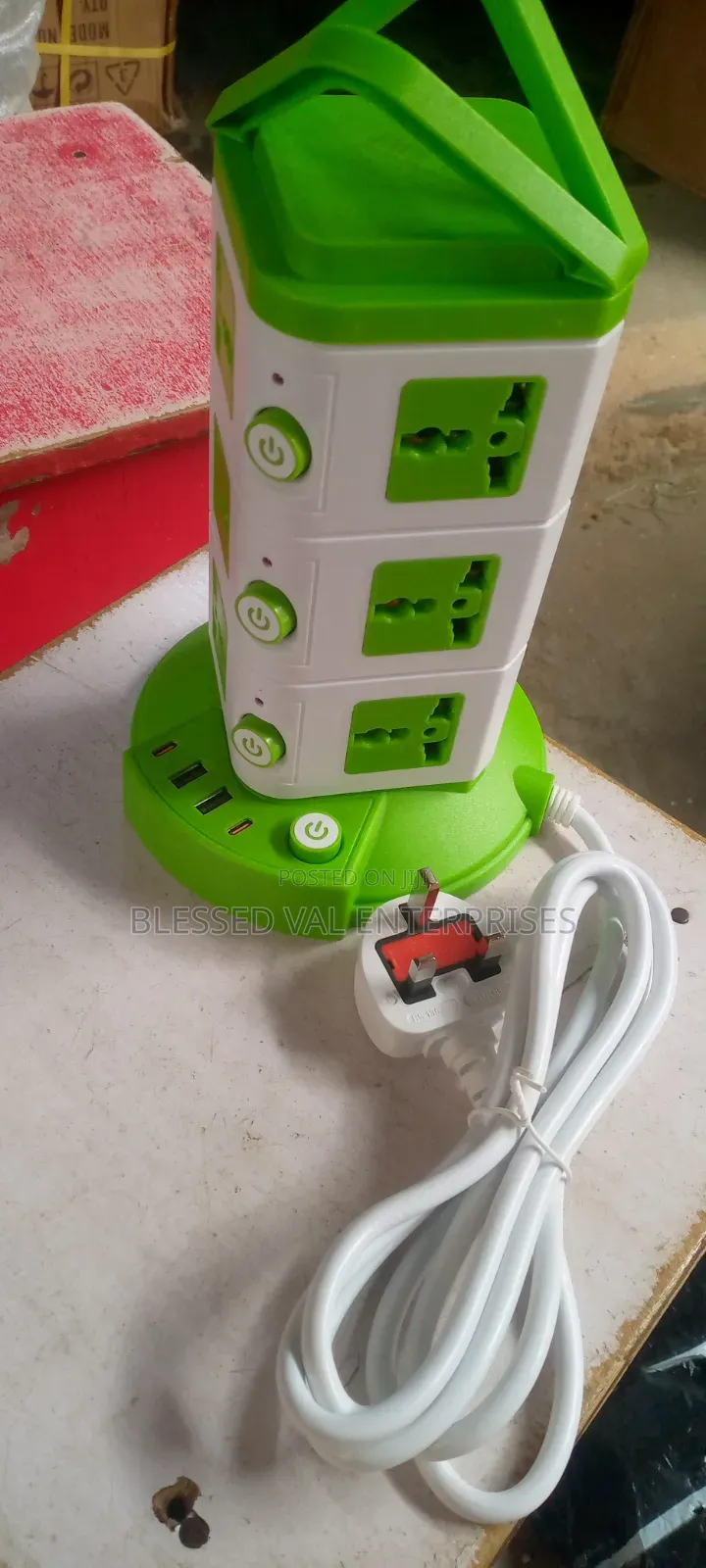 Power Socket 3 Way's Extension With 4 Usb