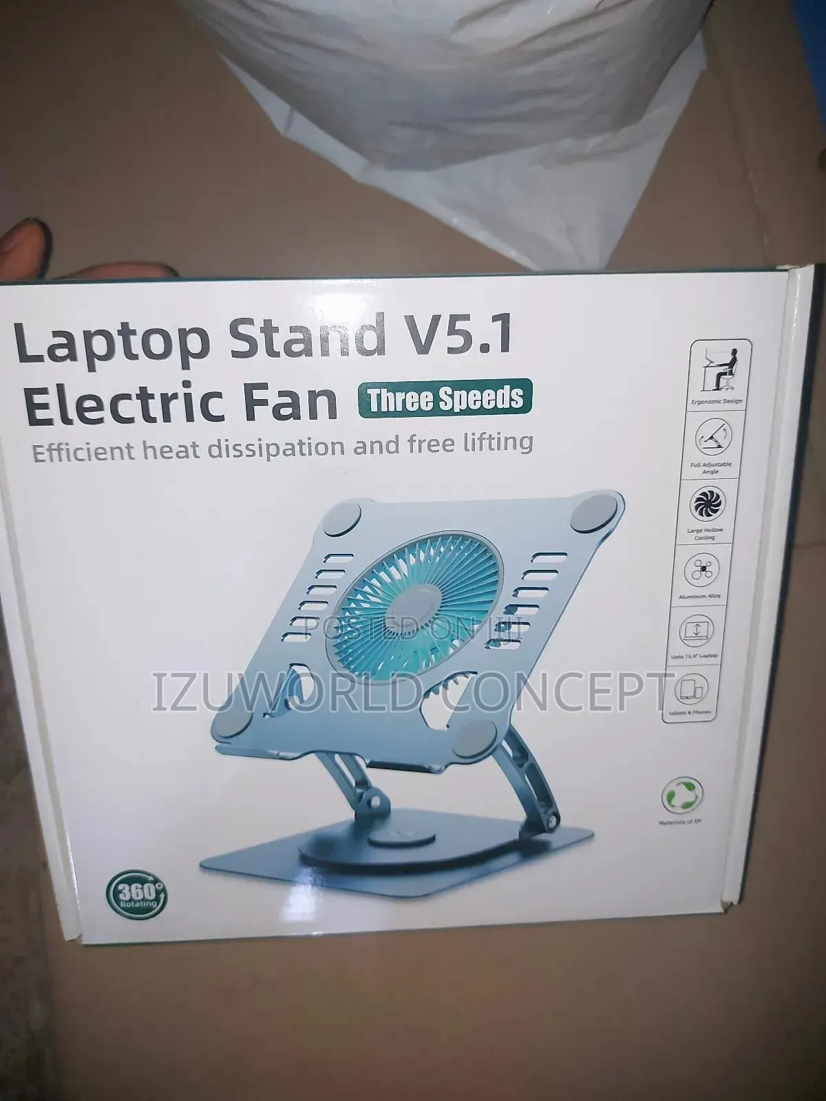 Laptops Stand With Power Cooler Fan and 360 Rotation
