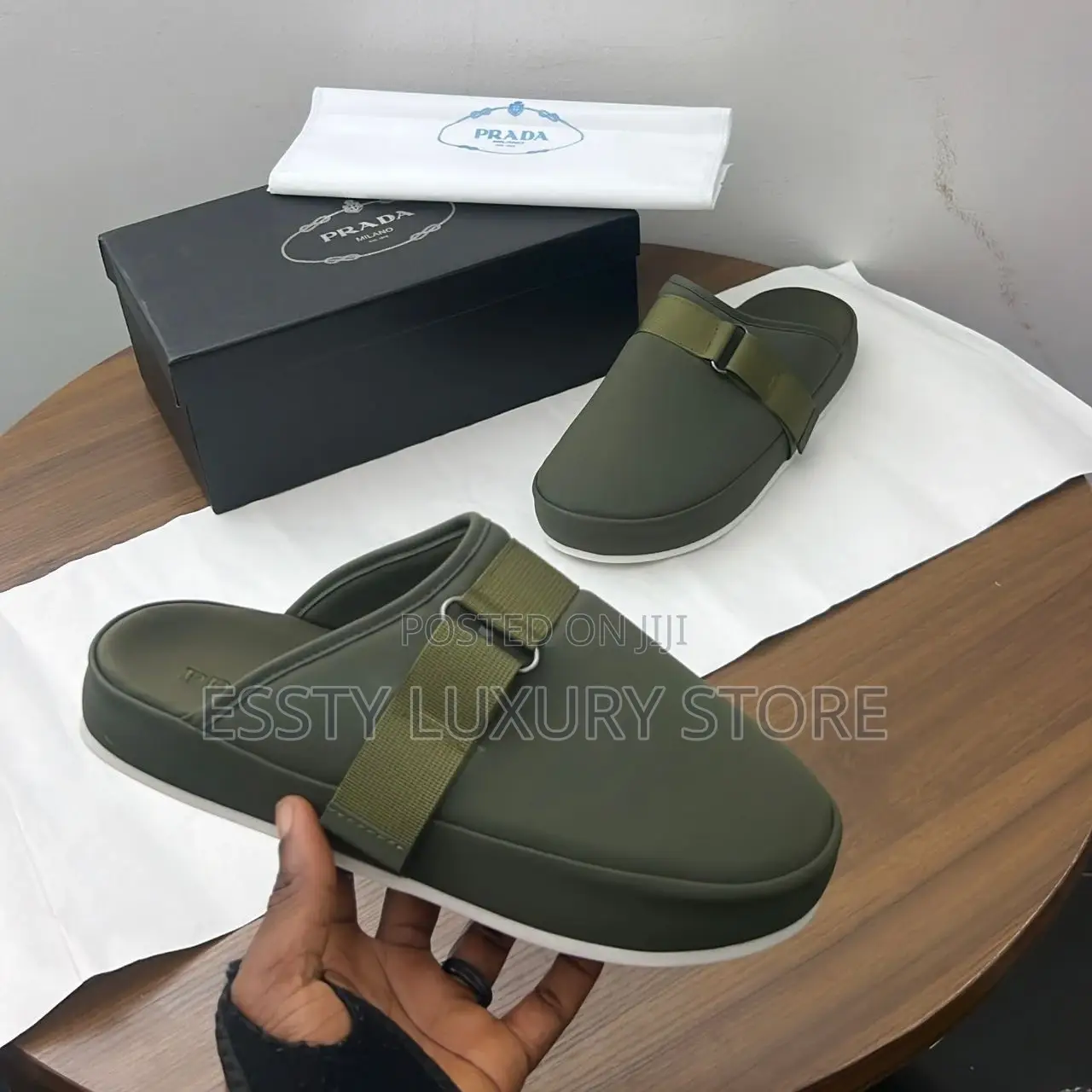 High Quality Luxury Prada Green Mule