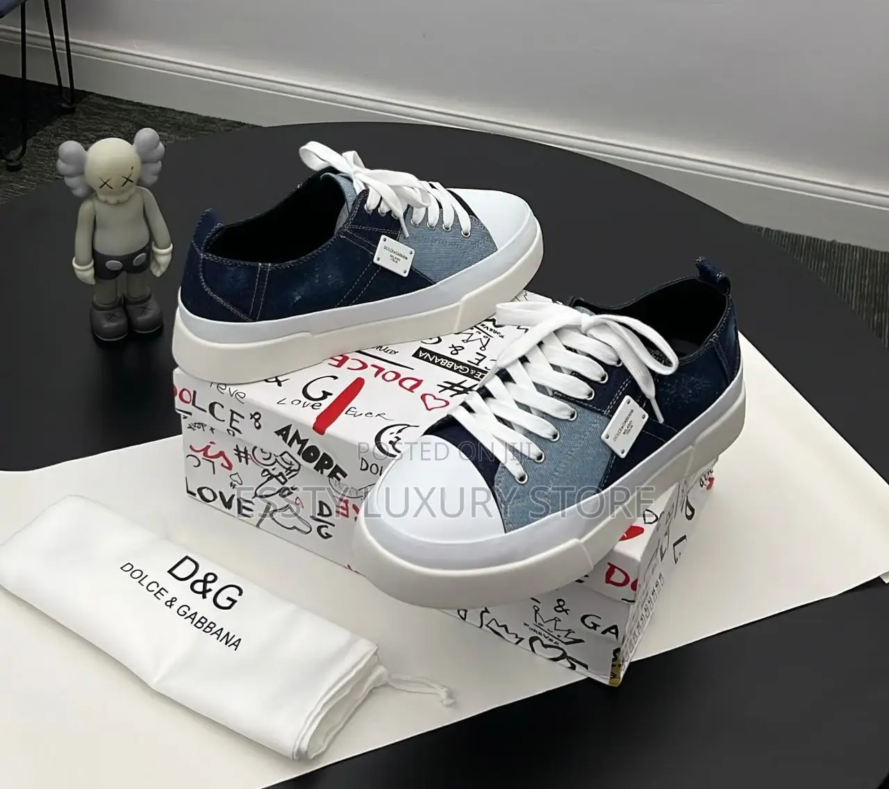 Quality Luxury New Dolce and Gabbana Denim Sneakers