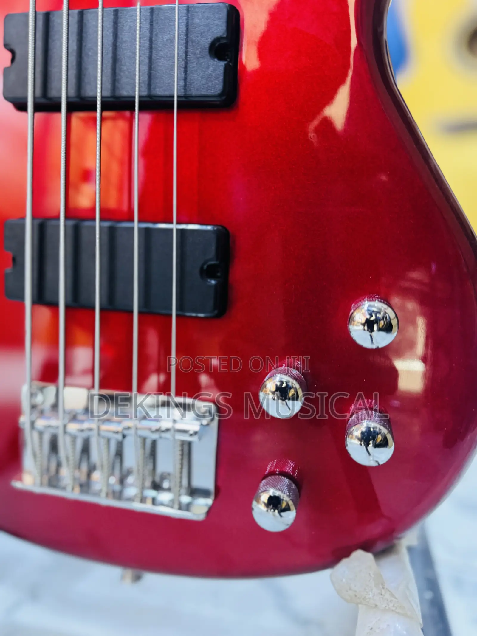 Smiger 5-String Passive Electric Bass Guitar Metallic Red Finish