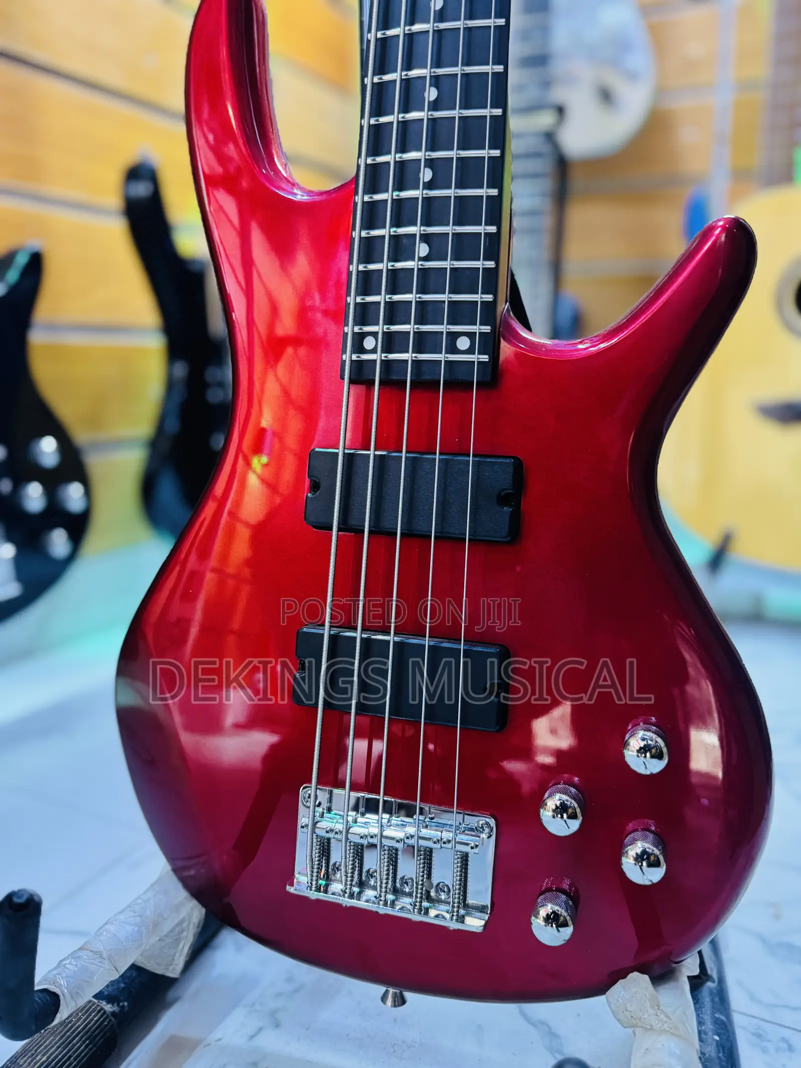 Smiger 5-String Passive Electric Bass Guitar Metallic Red Finish