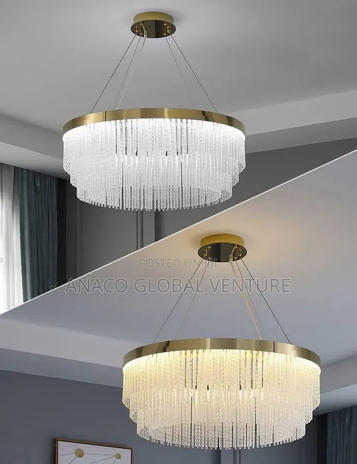 Modern Led Crystal Chandelier Round Gold Body