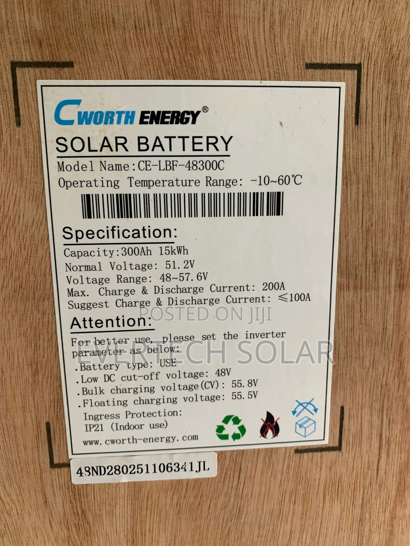 15kwhs Cworth Energy New LPBF 48v Lithium Battery