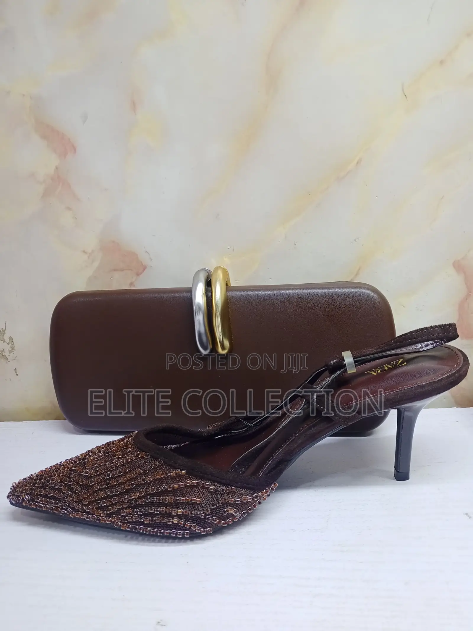 Zara Mesh Beaded Pointure Slingback Heels Combo 37-42 Packaging Boxed