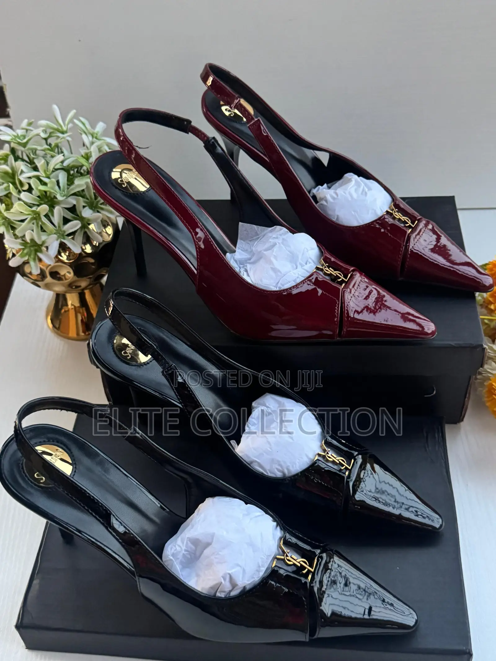 Saint Laurent Patient Heels Size 37 to 42 Color: Wine and Black L