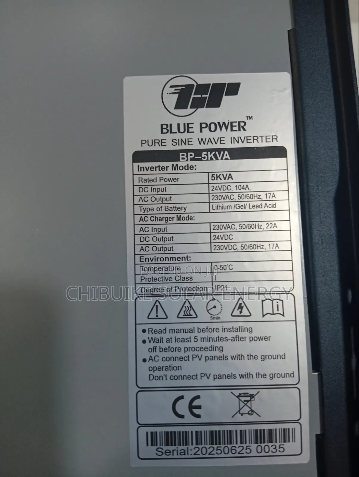 Blue Power Inverter 5kva/24v