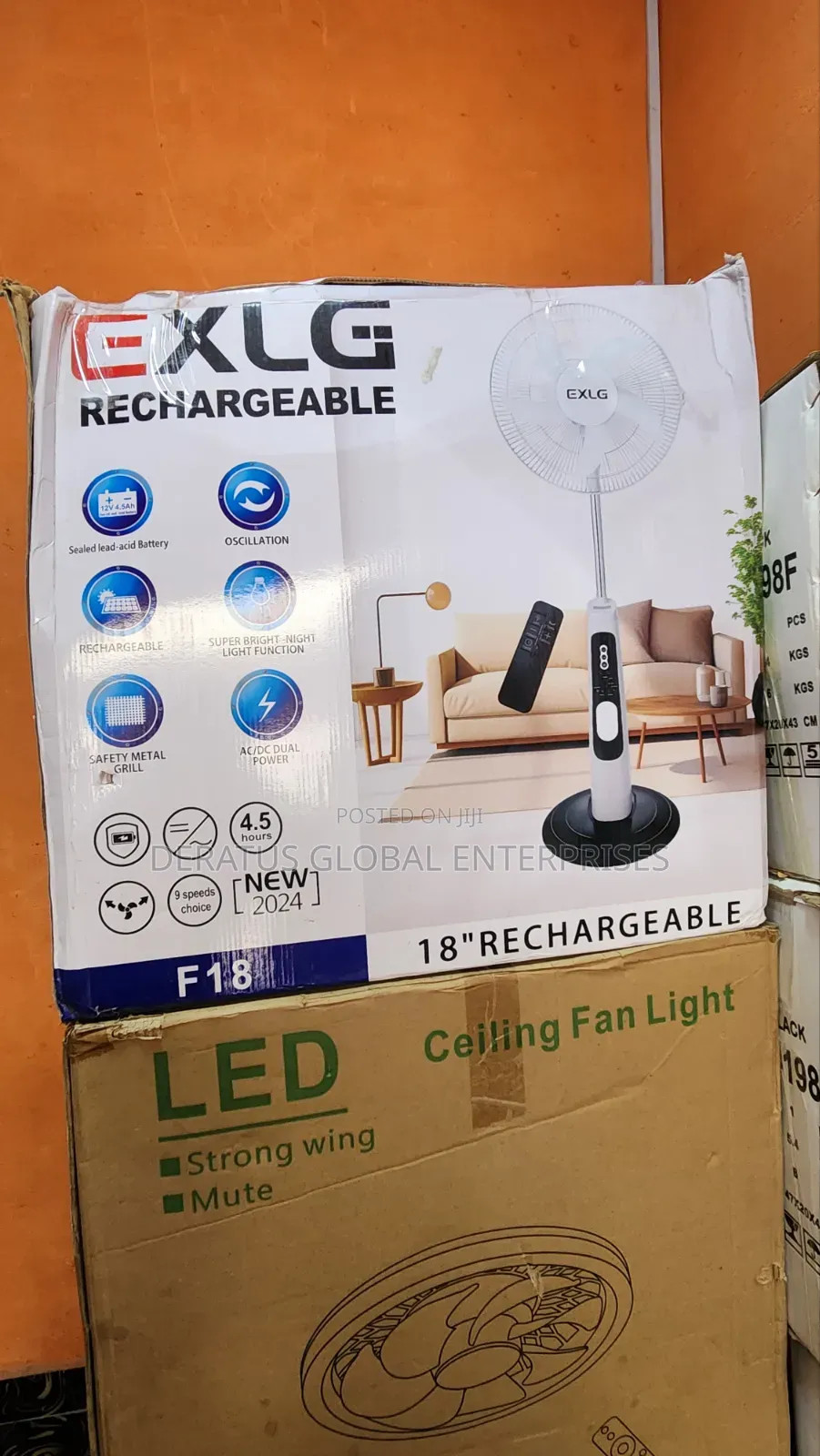 18" Exlg Solar Standing Fan