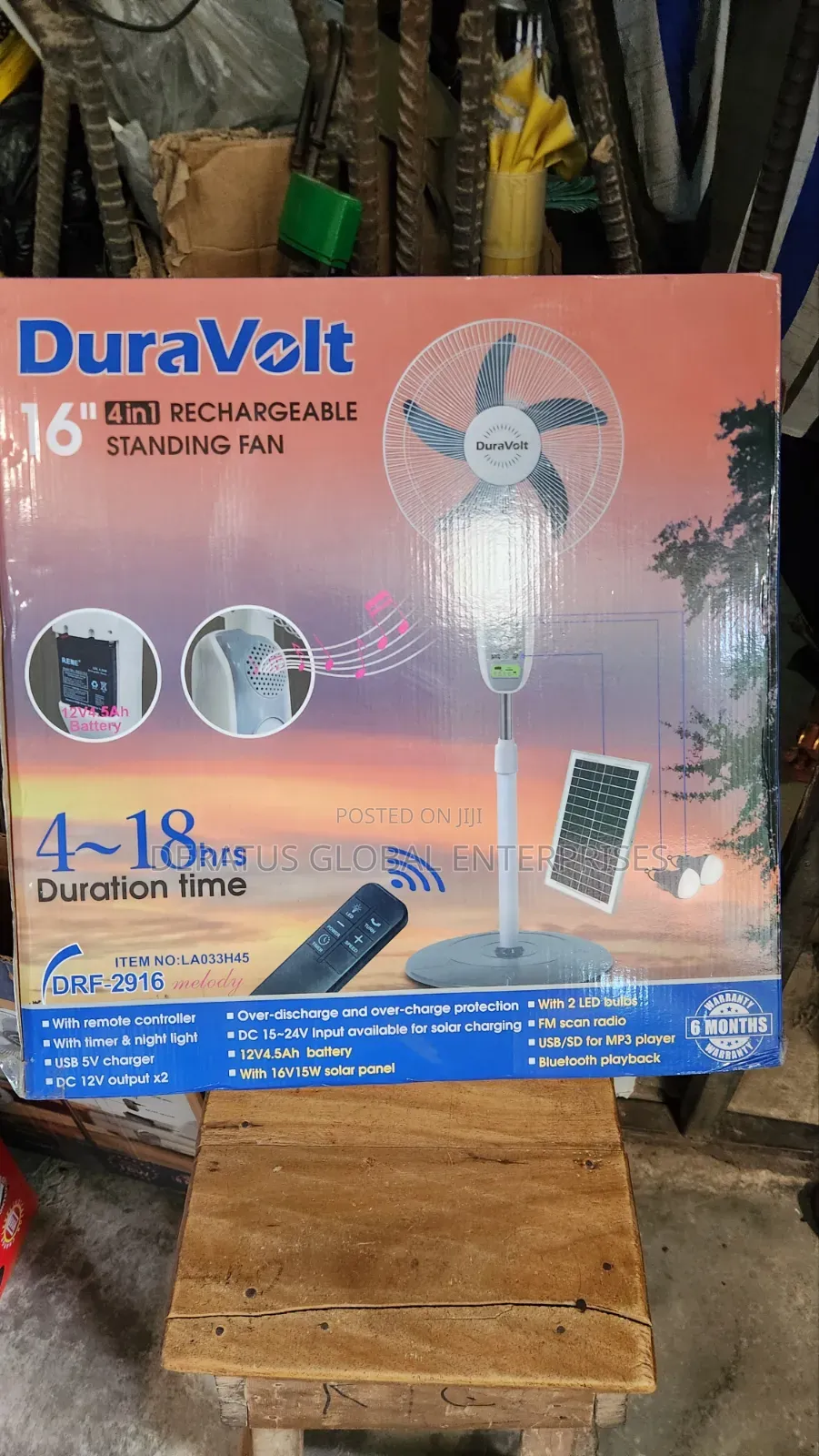 16" Solar Standing Fan Duravolt