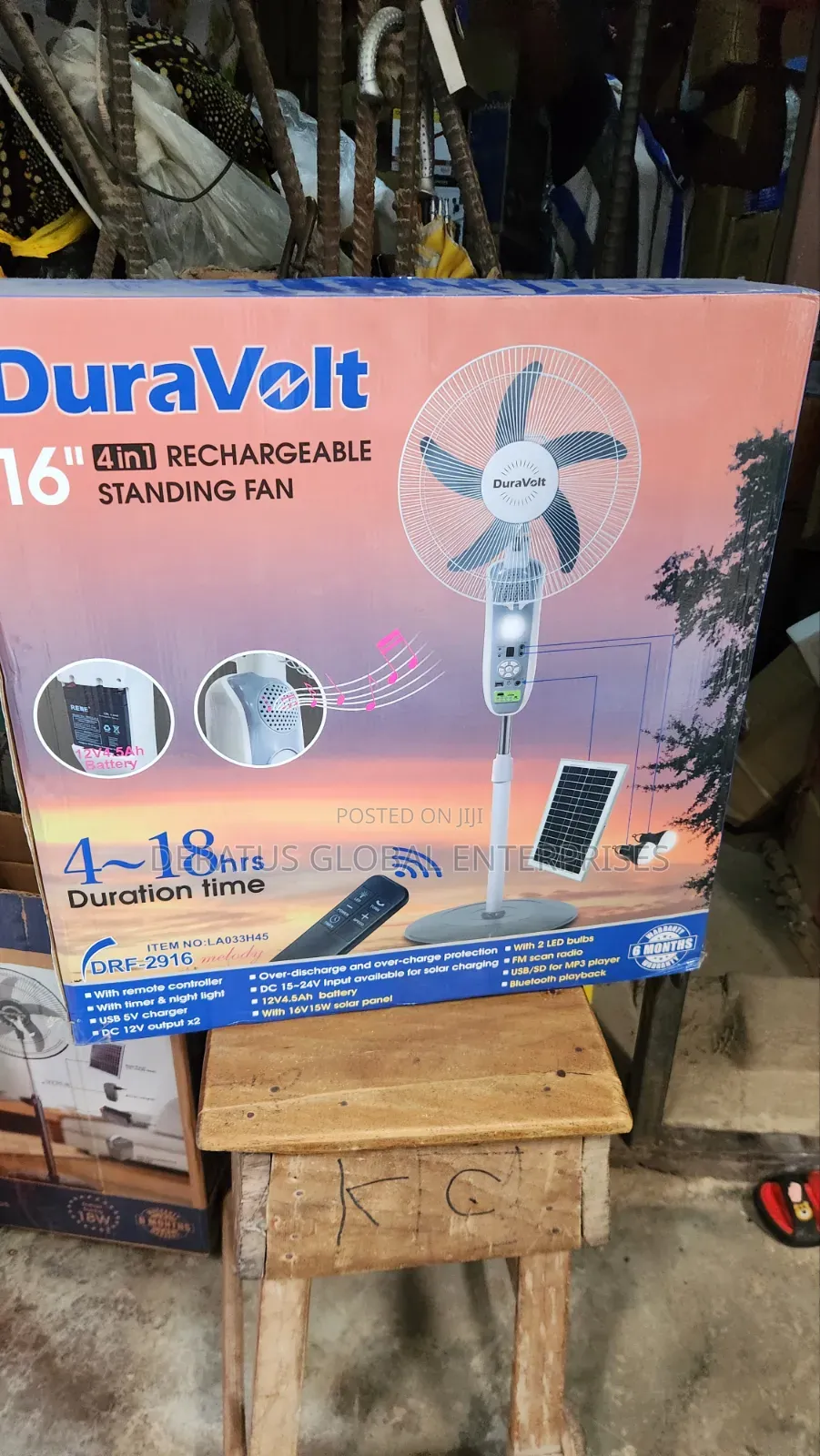 16" Solar Duravolt Standing Fan