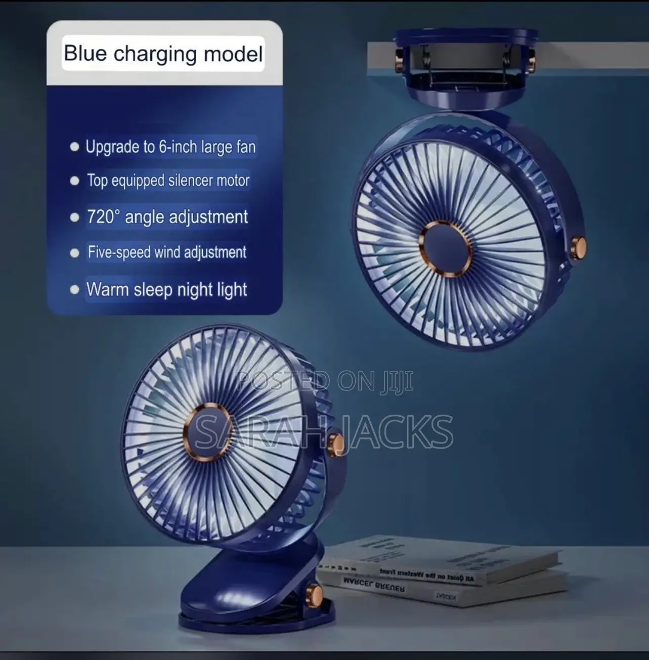 6-inch Rechargeable Desk Clip Fan
