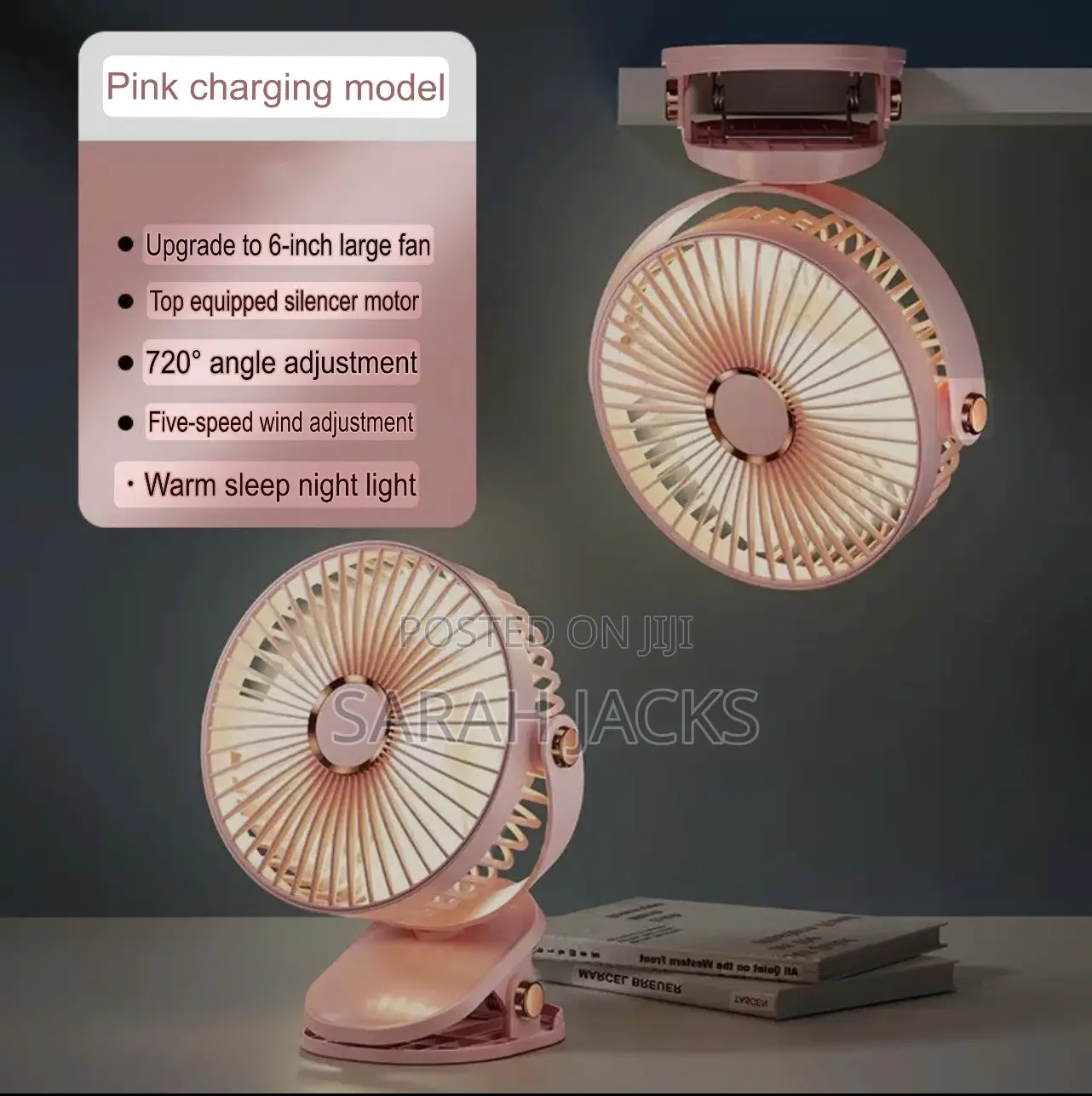 6-inch Rechargeable Desk Clip Fan