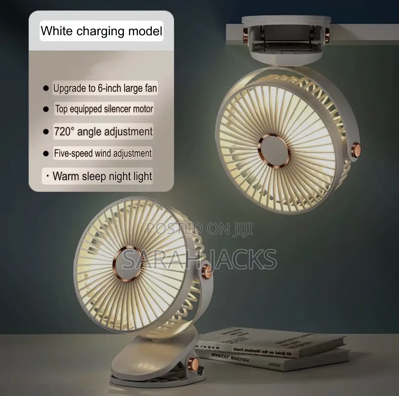 6-inch Rechargeable Desk Clip Fan