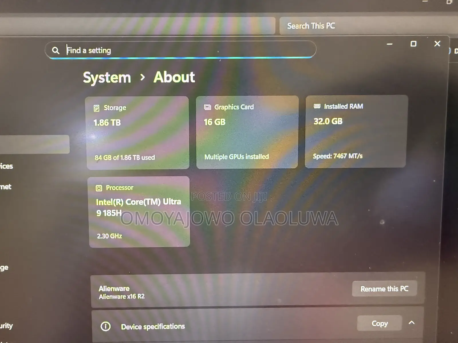 Laptop Dell Allienware M18 R1 32GB Intel Core Ultra 9 SSD 2T