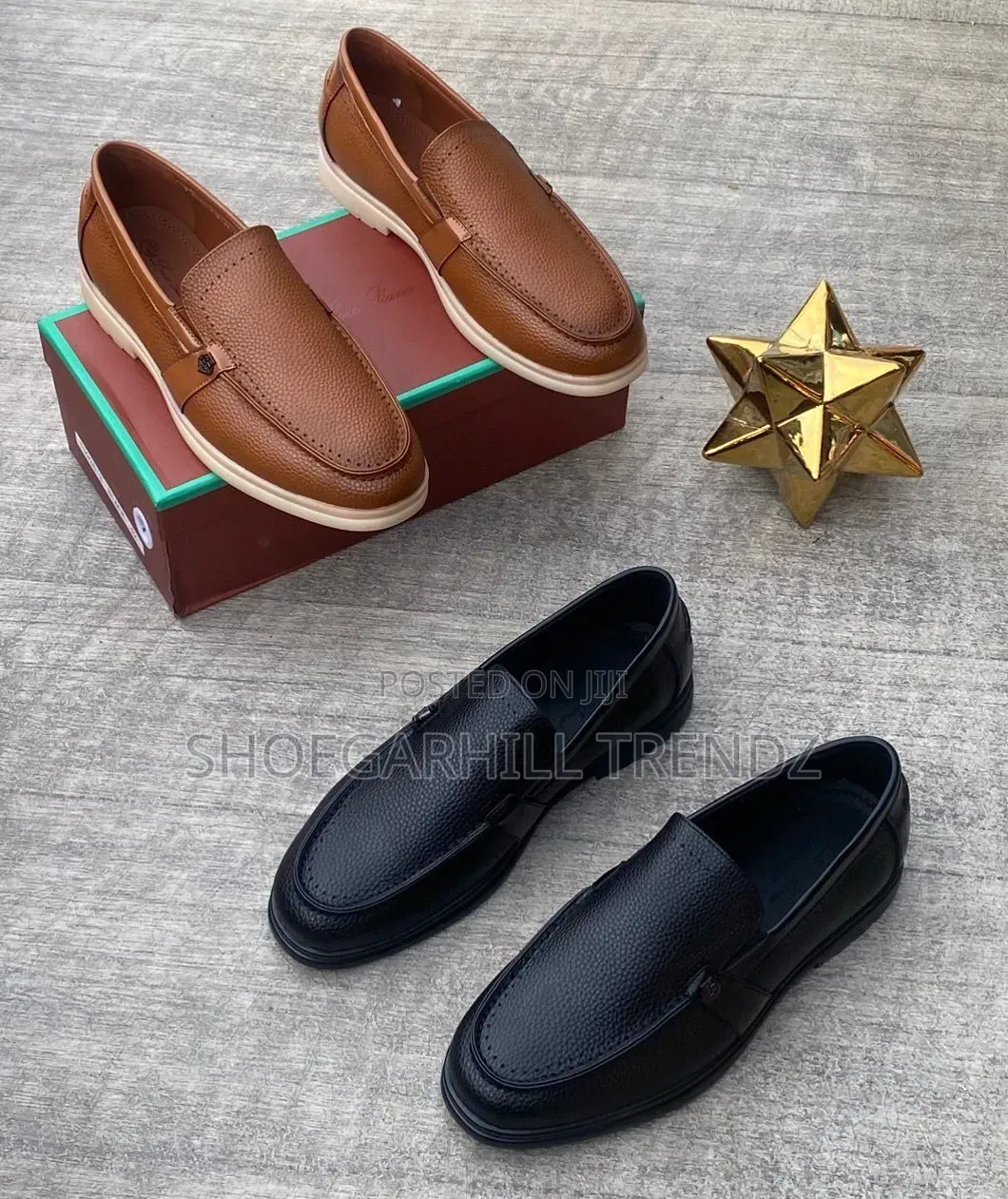 Mens Loro Piana Leather Loafers Shoes