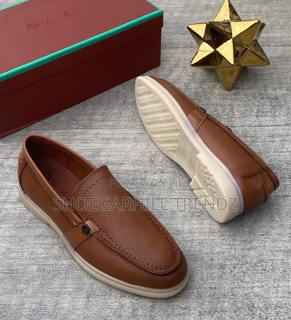 Mens Loro Piana Leather Loafers Shoes