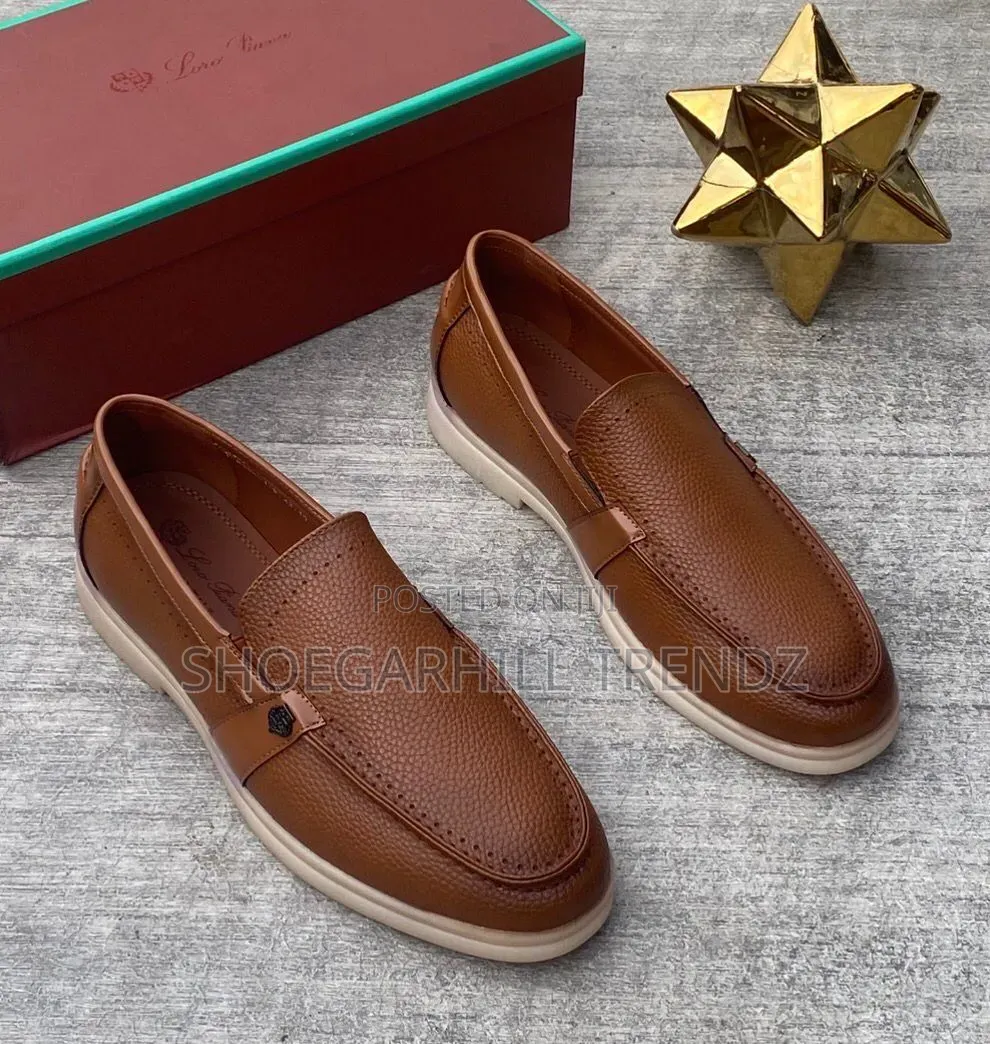 Mens Loro Piana Leather Loafers Shoes
