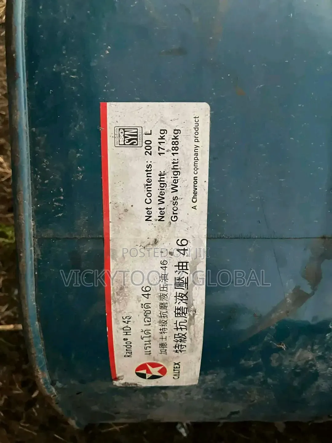 Chevron Caltex Rando Hd 46 Hydraulic Oil Drum 200litres