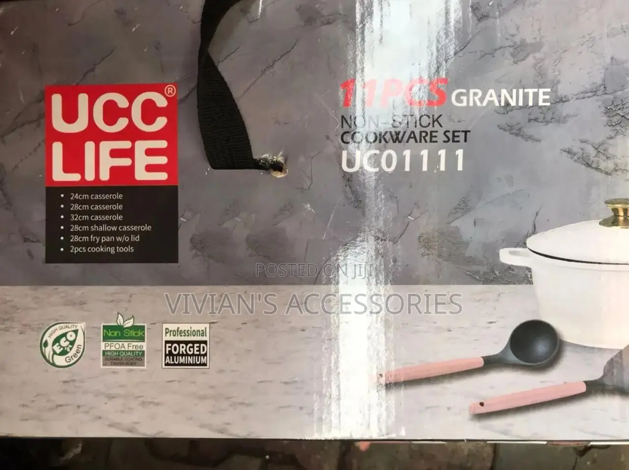 Ucc Life 11pcs Granite Non-Stick Cookware Set