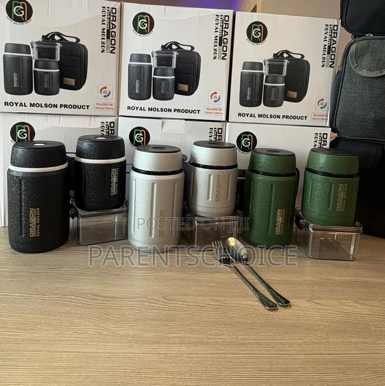 4 in 1 Royal Molson Dragon Food Flask -( Green/Black/ Grey)