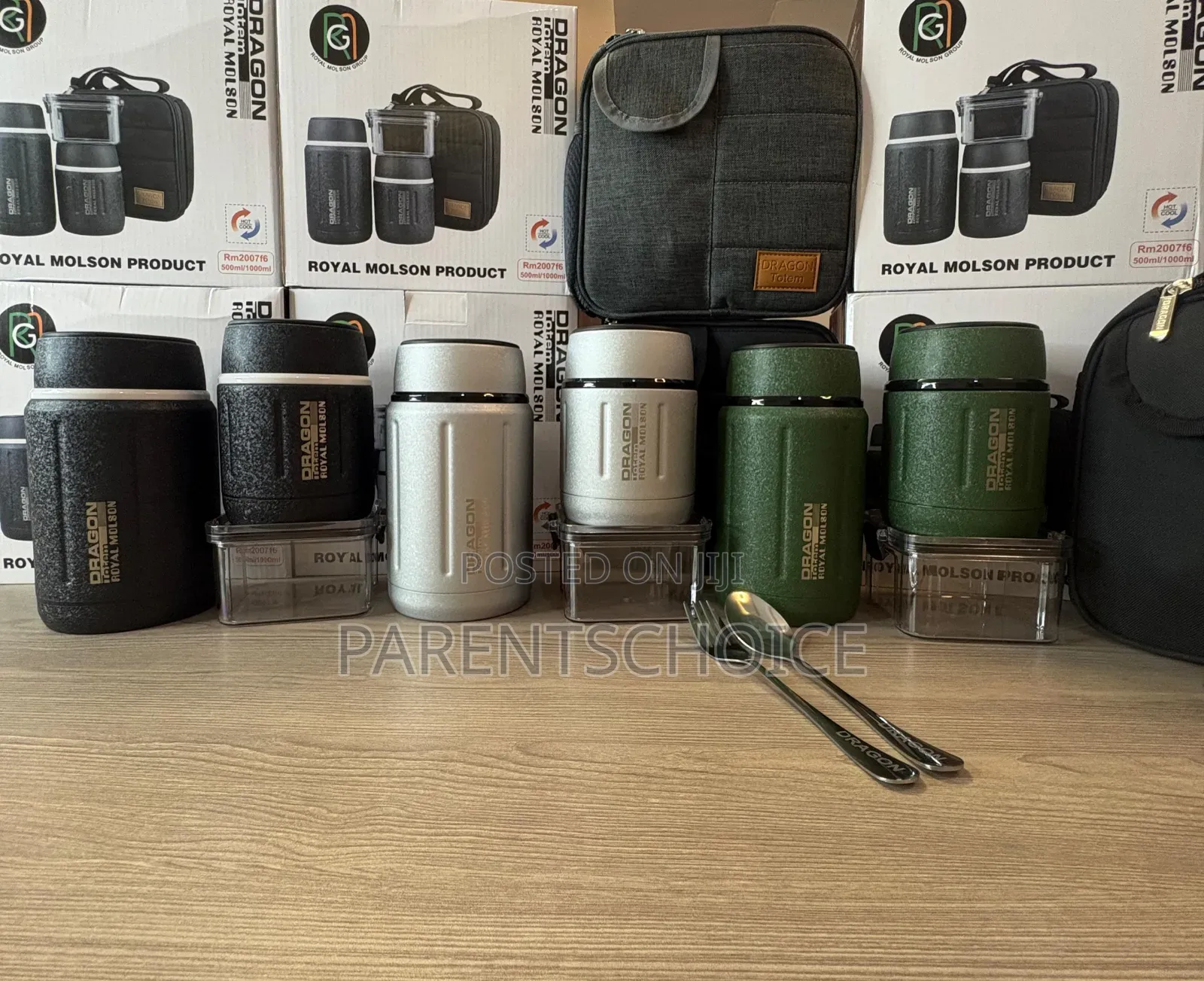 4 in 1 Royal Molson Dragon Food Flask -( Green/Black/ Grey)