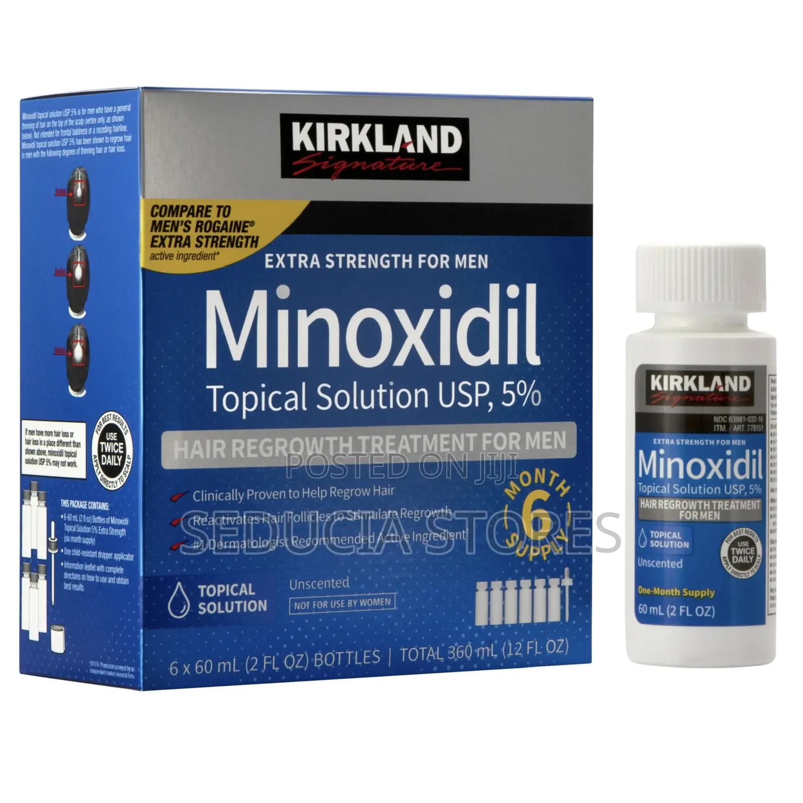 Kirkland Minoxidil Pack of 6pcs for Hair and Beard Growth