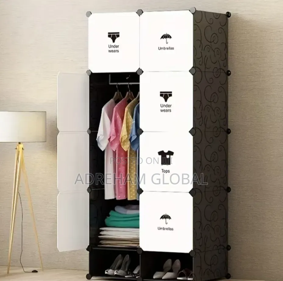2pertition High Quality Plastic Wardrobe Black Colour Available