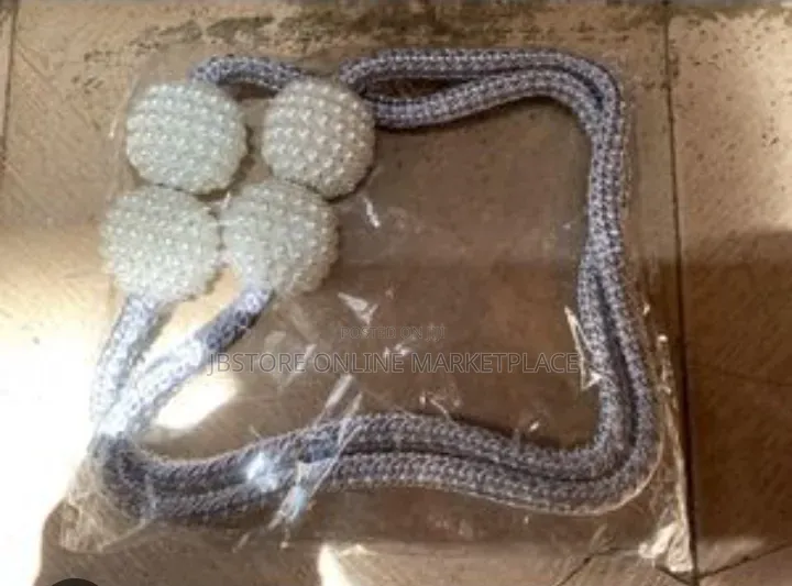 White Beaded Magnetic Curtain Tieback Holder