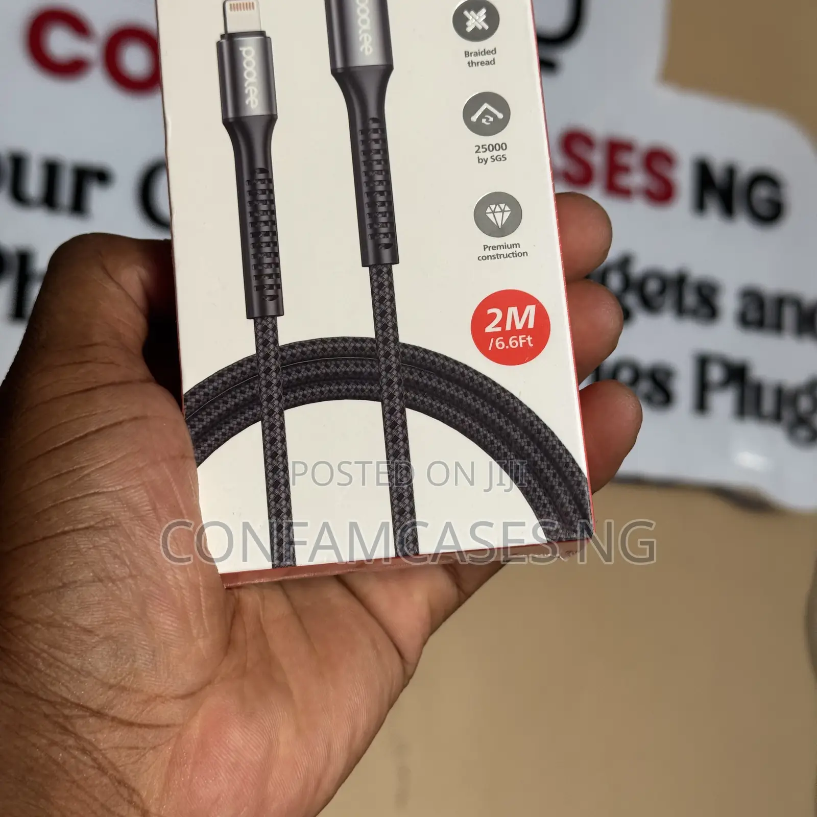 Poolee Type C to iPhone Lightning Braided 30w Fast Charging 2m Cable