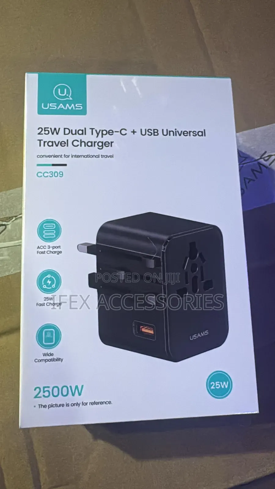 Usams 25w Dual Type-C + Usb Universal Travel Charger